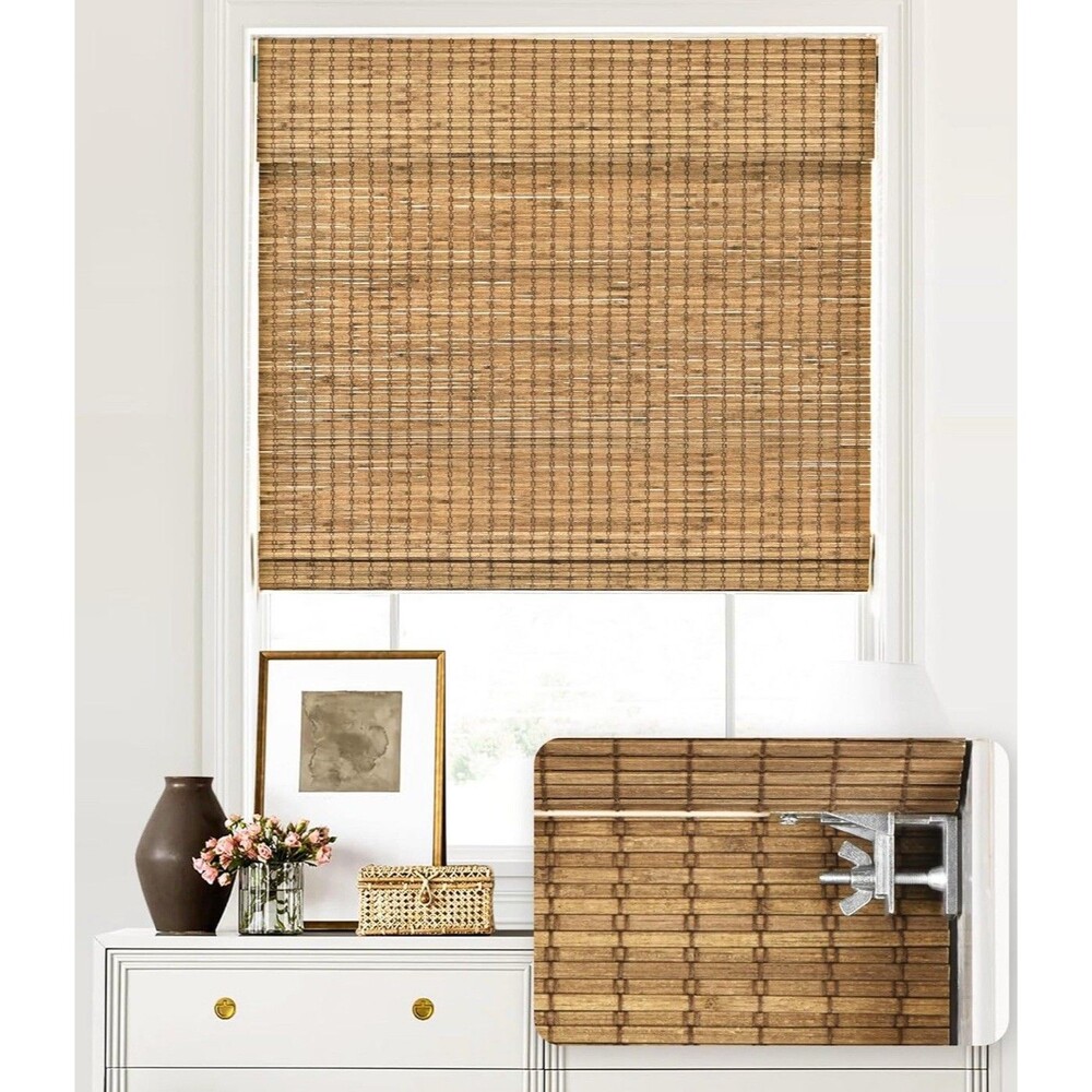 LazBlinds No Tools No Drill Cordless Bamboo Shades Light Filtering 22.5x 48